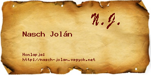 Nasch Jolán névjegykártya